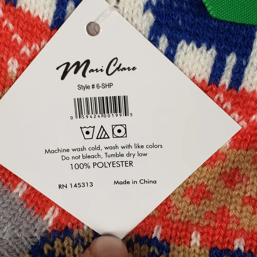 NWT Mari Clare Sherpa Lined Knit Winter Reindeer Design No-Slip Slipper Socks